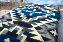 Load image into Gallery viewer, Andean Alpaca Wool Blanket - Blue Chakana