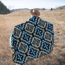Load image into Gallery viewer, Andean Alpaca Wool Blanket - Blue Chakana