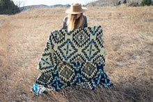 Load image into Gallery viewer, Andean Alpaca Wool Blanket - Blue Chakana