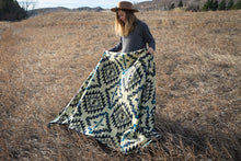 Load image into Gallery viewer, Andean Alpaca Wool Blanket - Blue Chakana