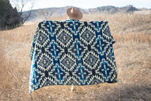 Load image into Gallery viewer, Andean Alpaca Wool Blanket - Blue Chakana