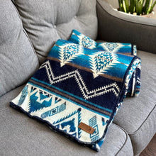 Load image into Gallery viewer, Andean Alpaca Wool Blanket - Cobalt Blue