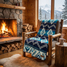 Load image into Gallery viewer, Andean Alpaca Wool Blanket - Cobalt Blue

