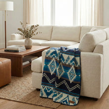 Load image into Gallery viewer, Andean Alpaca Wool Blanket - Cobalt Blue
