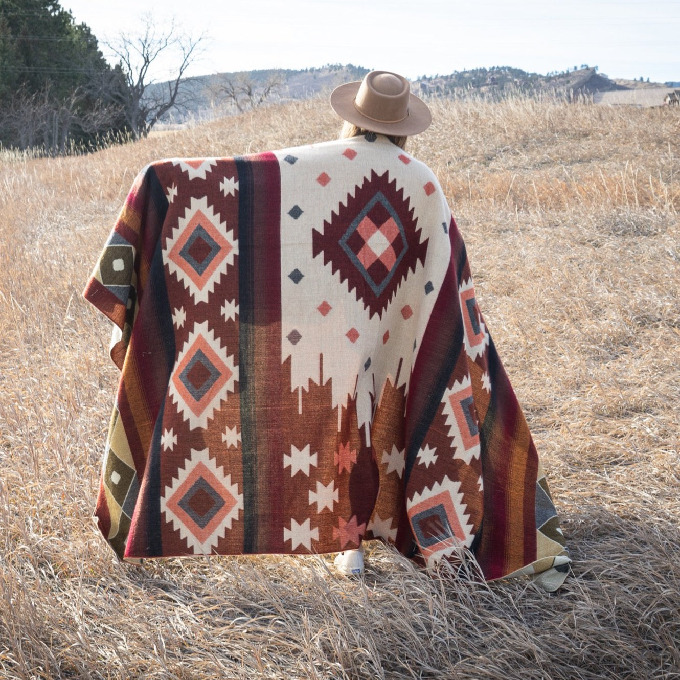 Andean Alpaca Wool Blanket Western styled outdoors